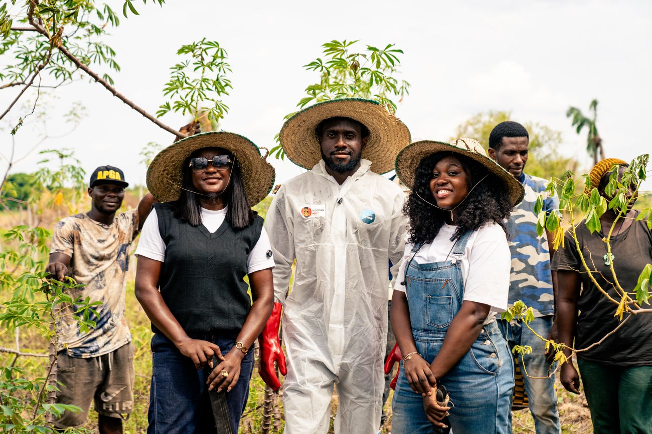 Producteurs dans un champ de manioc, Nigeria